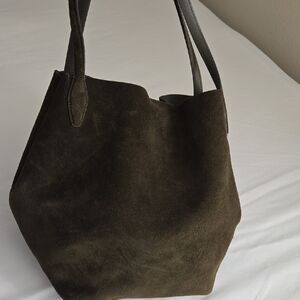 Chic Olive Suede Tote Bag